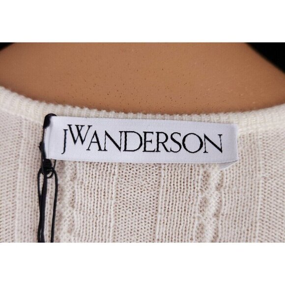 JW Anderson Ruffle-Detail Knitted Cardigan XXS Womens Off-White Pink NWT - Picture 10 of 16
